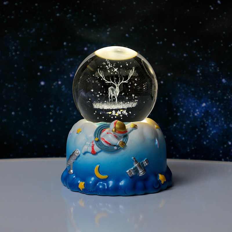 Blue Astronaut Rotating Base - Accompanied by a deer