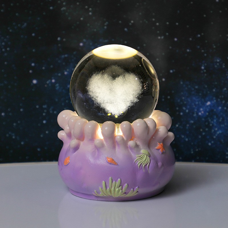 Purple Astronaut Rotating Base - Heart-shaped cloud