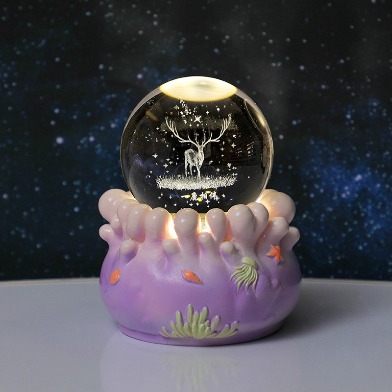Purple Astronaut Rotating Base - Accompanied by a deer