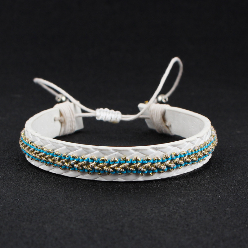 1:Adjustable White PU bracelet