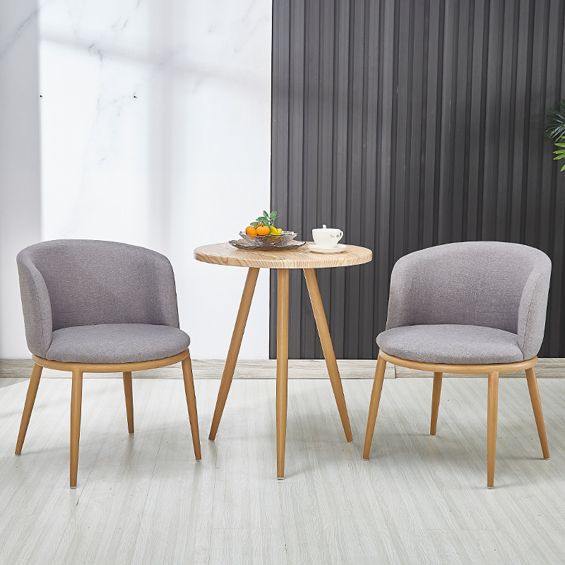 Gray light color wood grain one table and two chairs