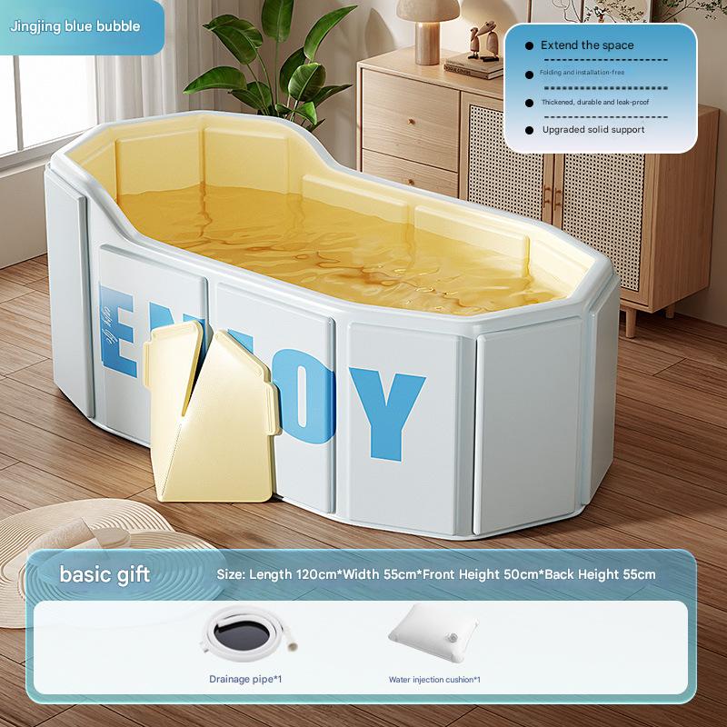 Rectangular Folding Bathtub Crystal Blue Bubble   Basic Package