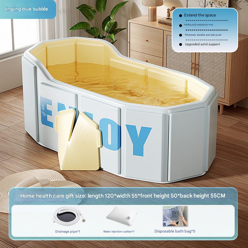 Rectangular Folding Bathtub Crystal Blue Bubble   Home Wellness Gift Set