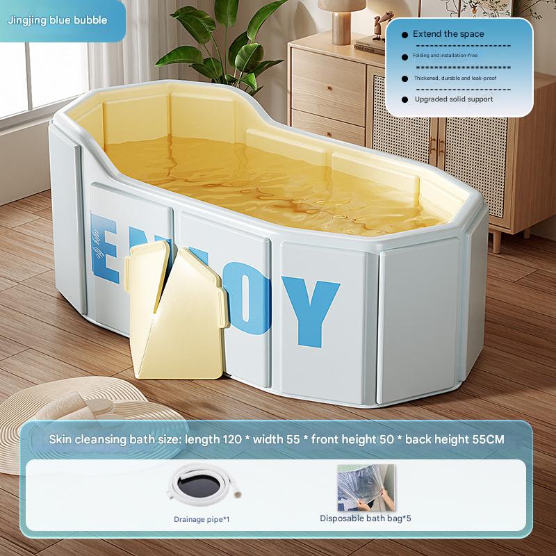 Rectangular Folding Bathtub Crystal Blue Bubble   5 Bath Bags