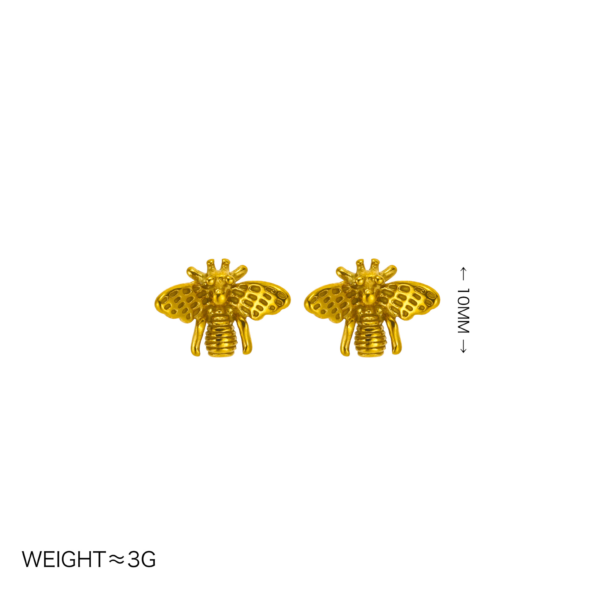 3:Gold bee stud earrings