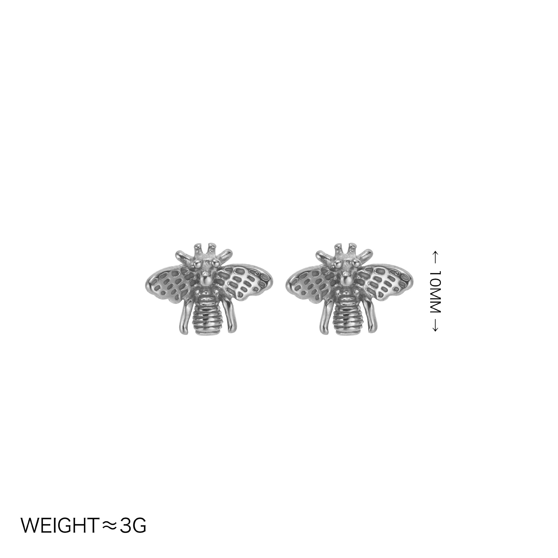 4:Steel bee stud earrings