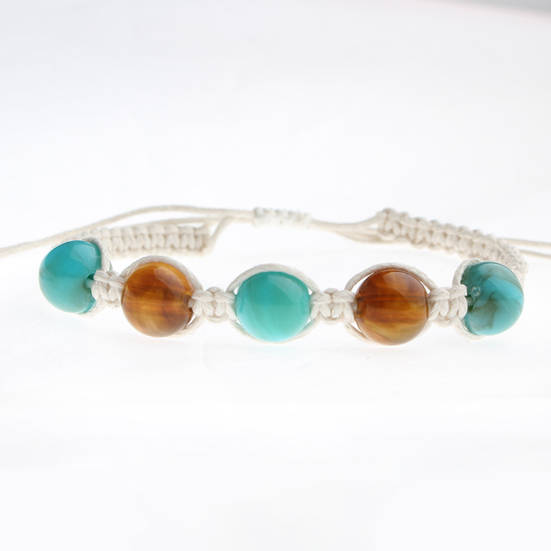 2:Round-Beaded Hand-Woven Adjustable Bracelet