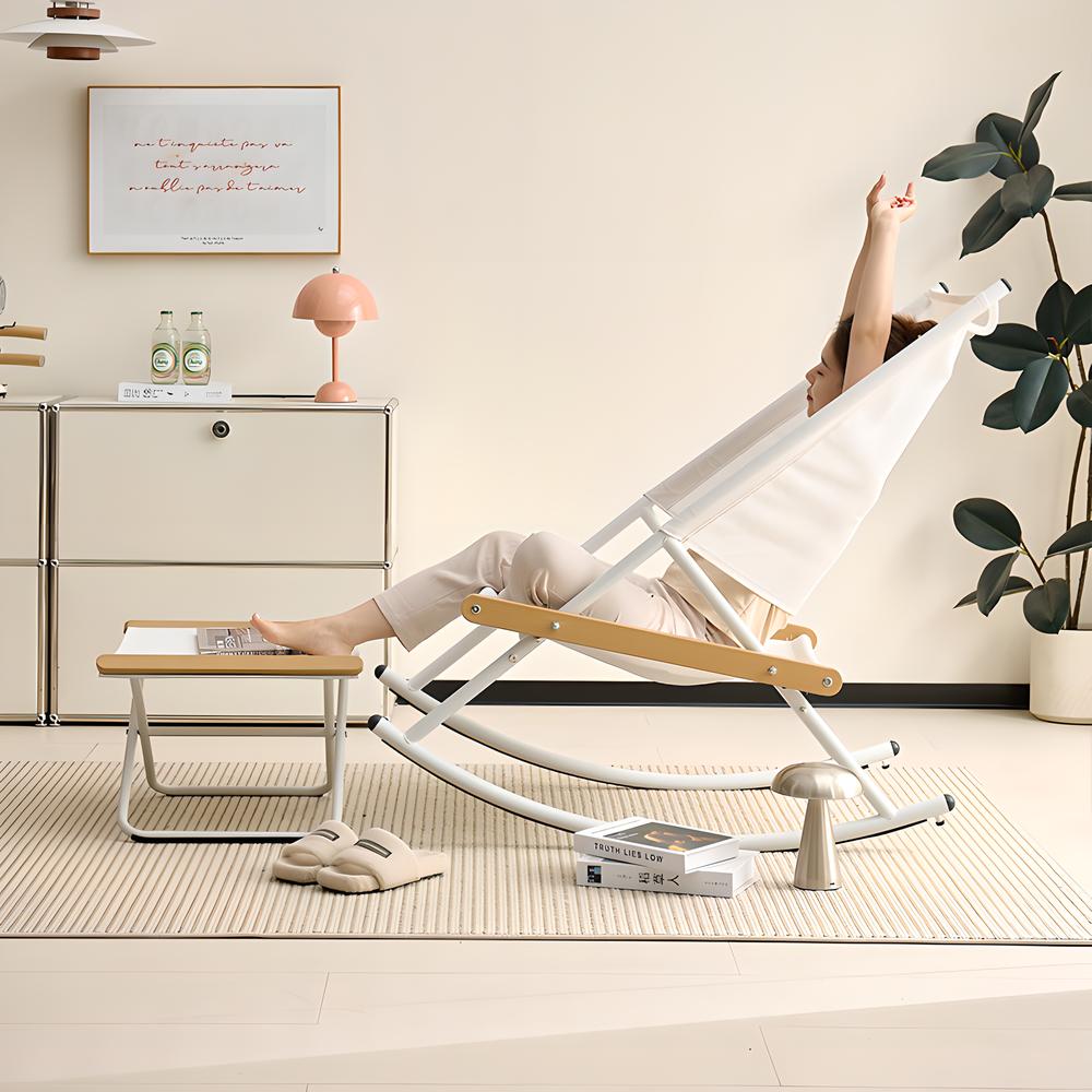 White rocking chair   footrest