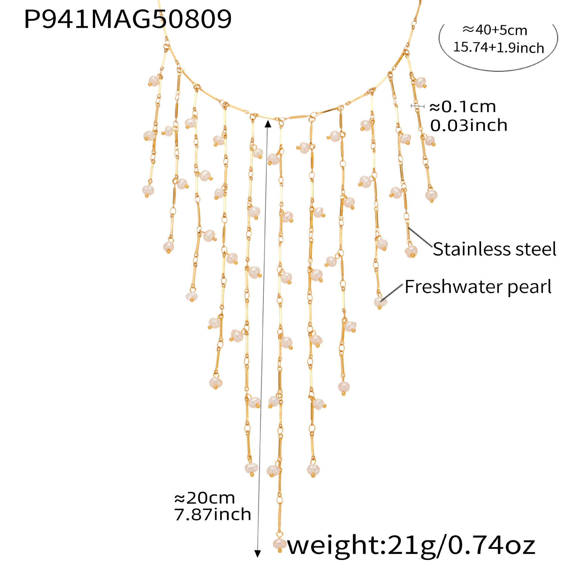 Golden freshwater pearl necklace