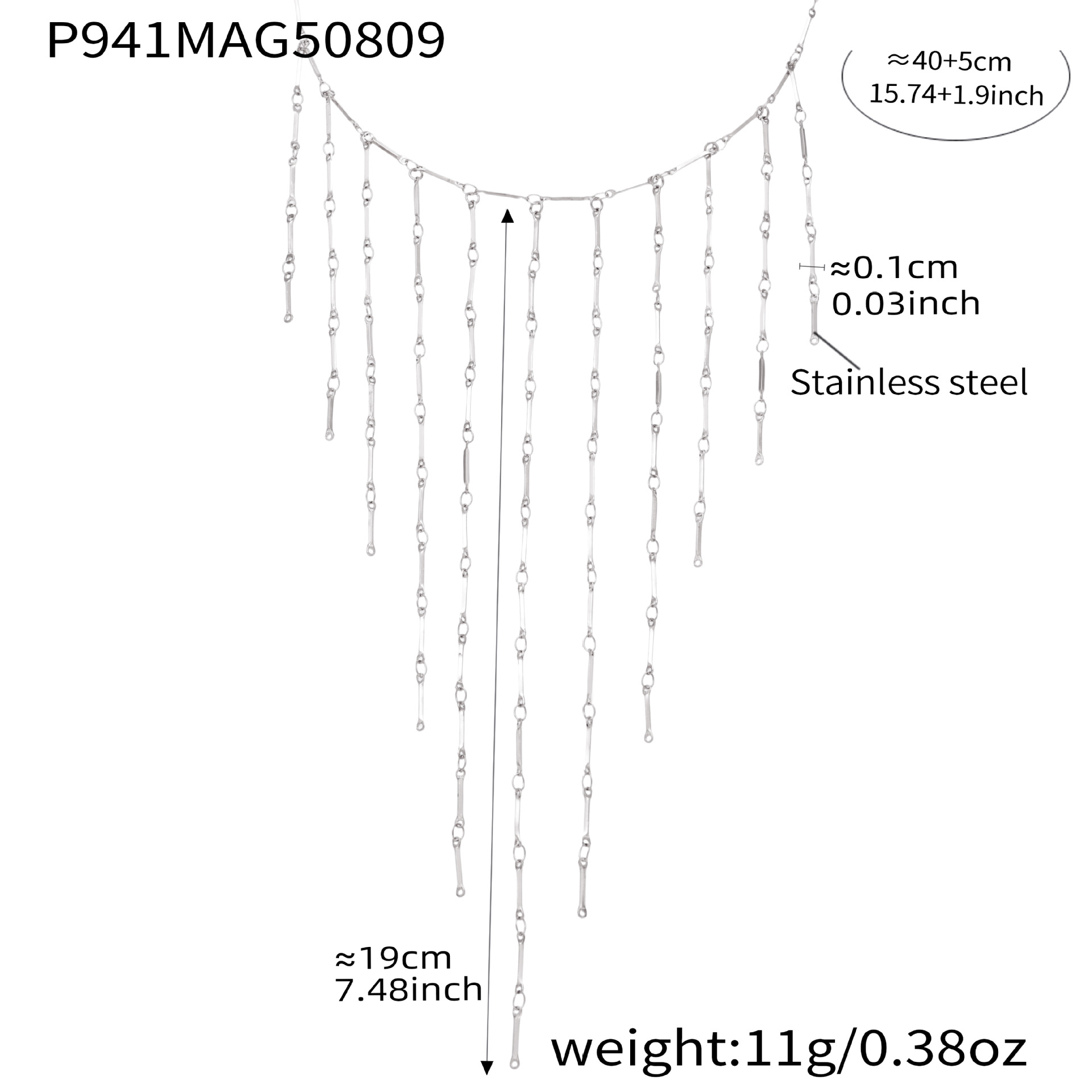 6:Steel-colored tassel necklace