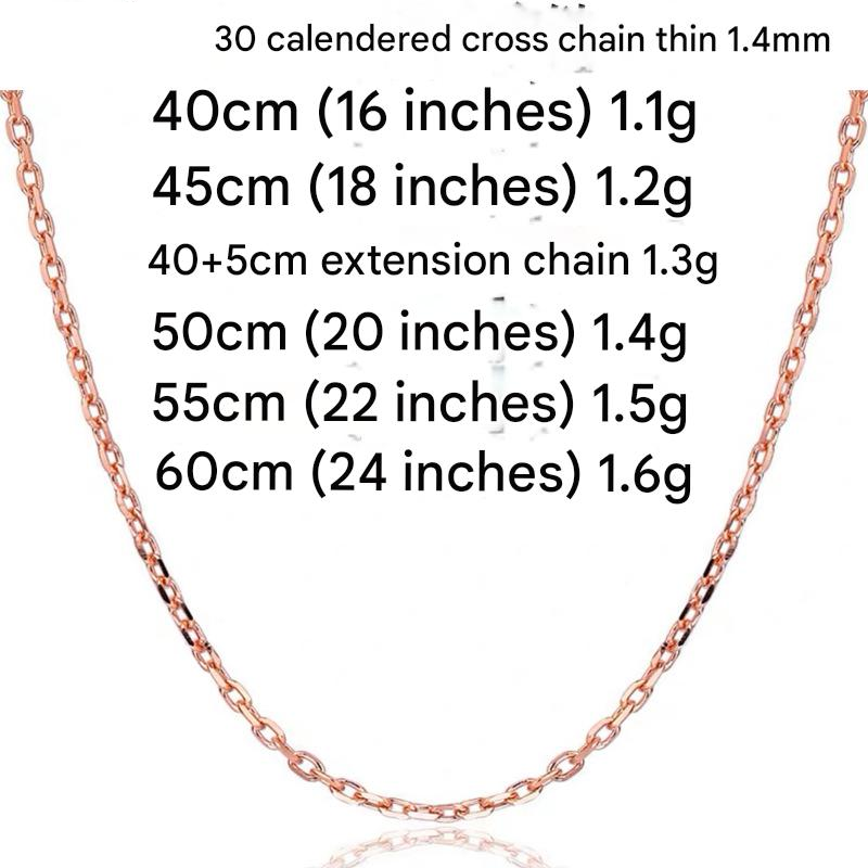 Rose gold fine cross chain 40cm