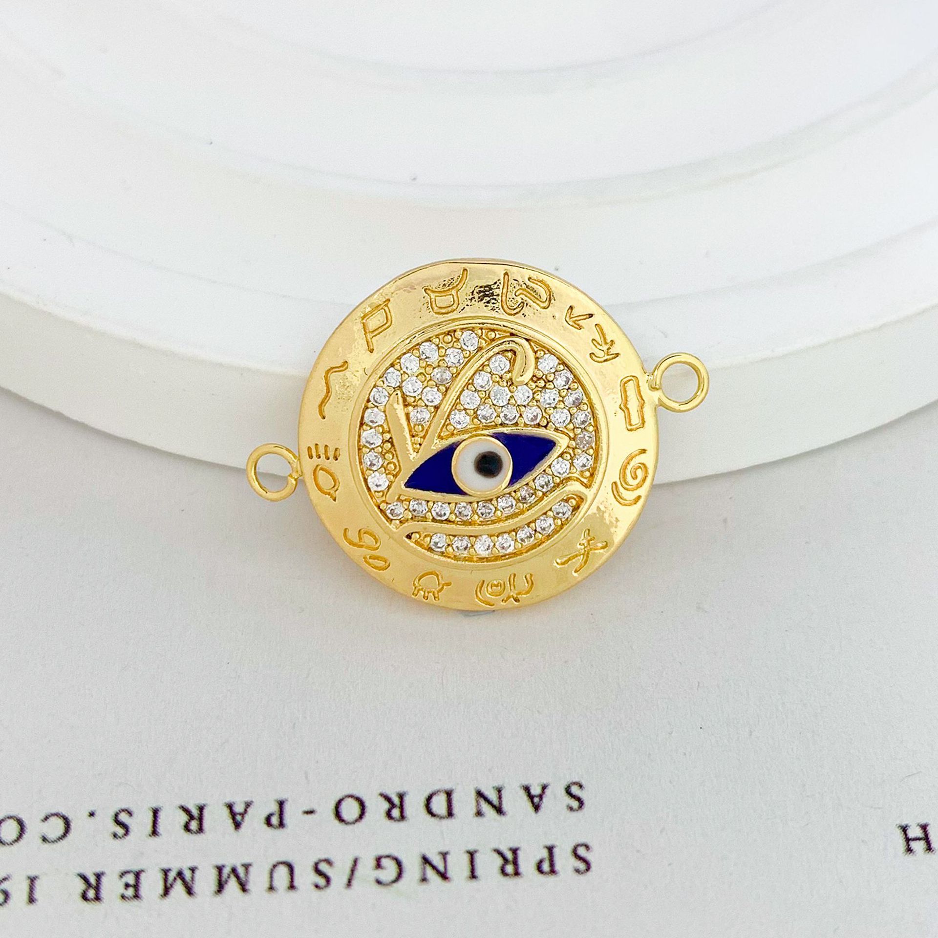 9:Sl665 blue round eye pendant gold