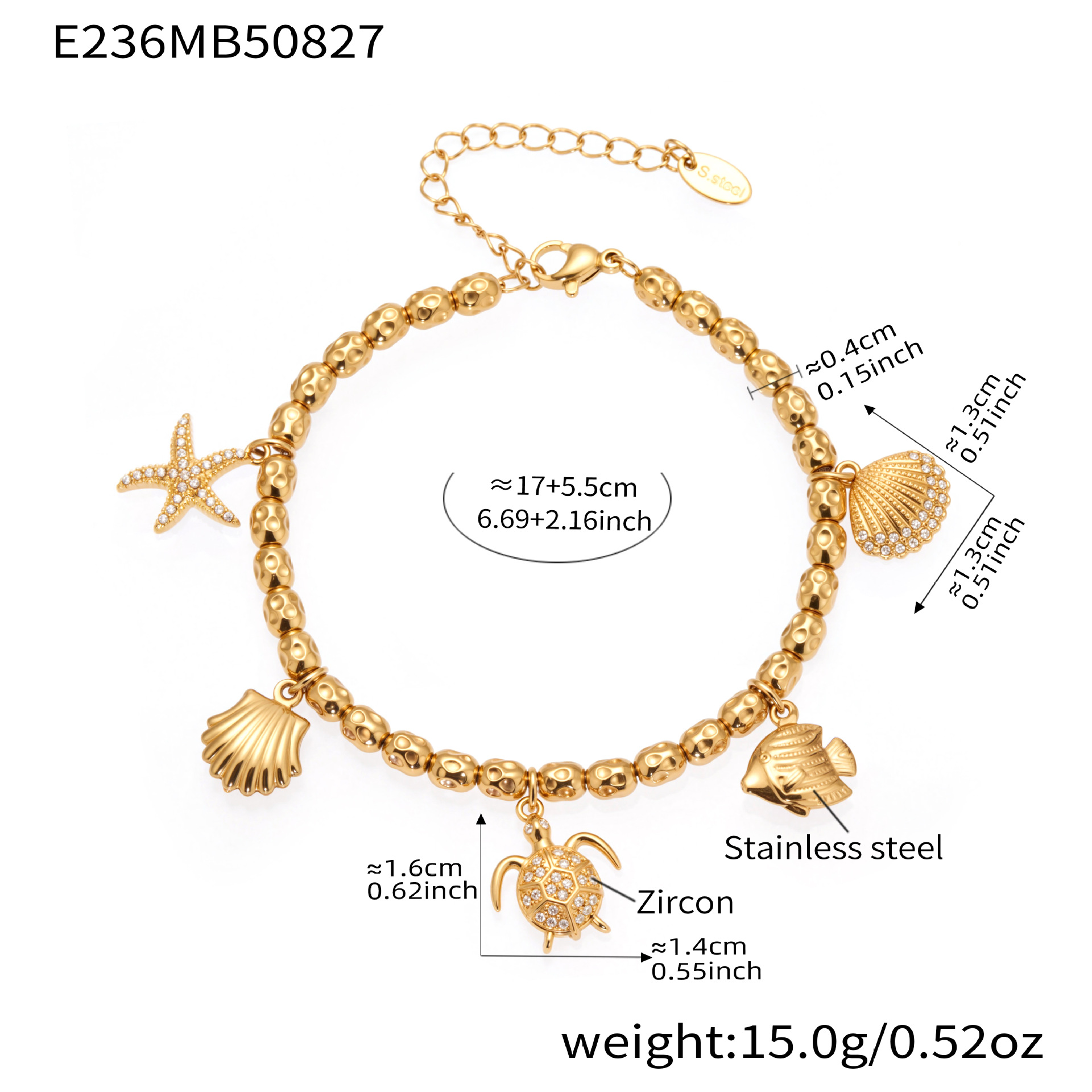 2:Starfish turtle Zircon bracelet