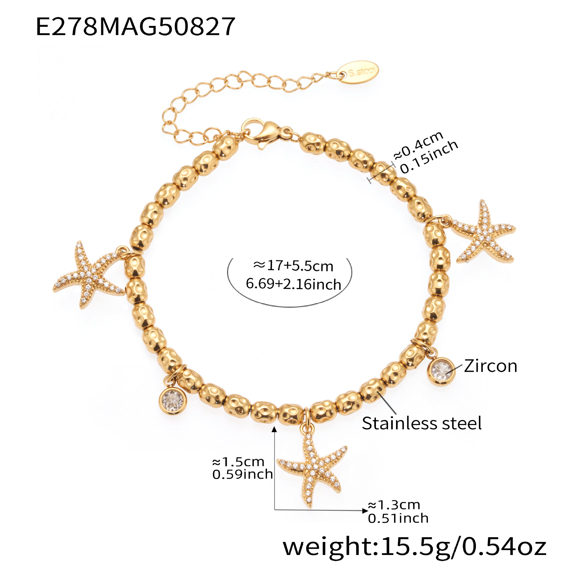 4:Starfish zircon bracelet