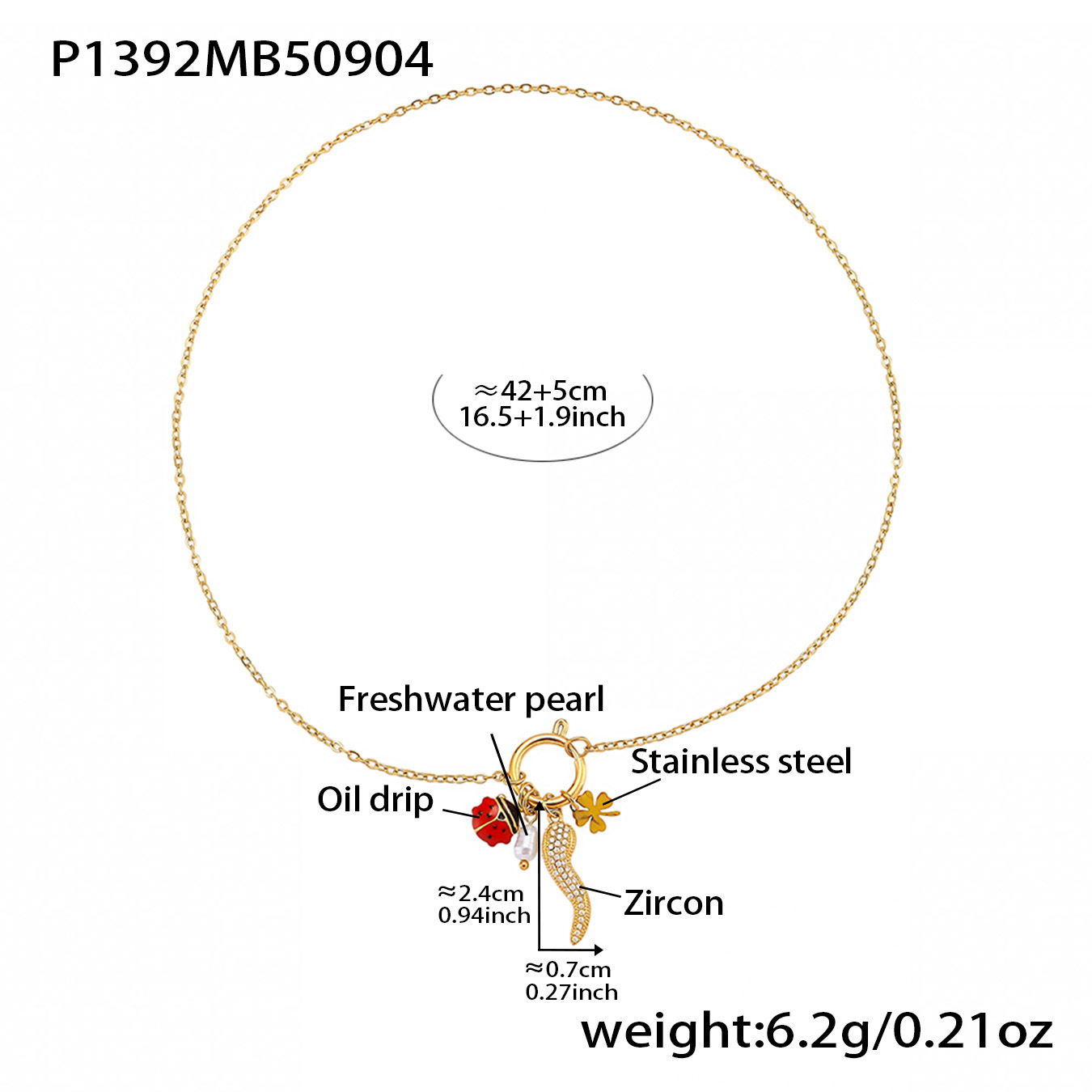 Golden chili pepper zircon necklace