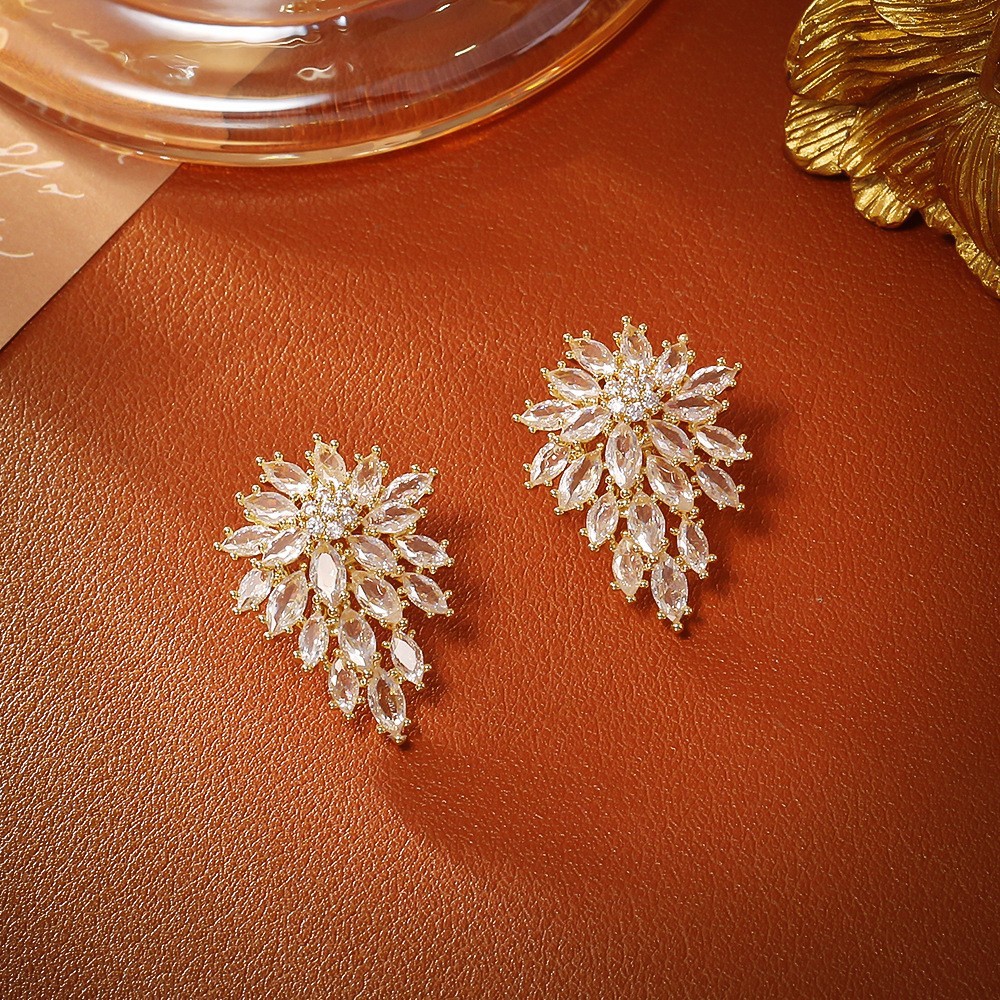 Golden stud earrings