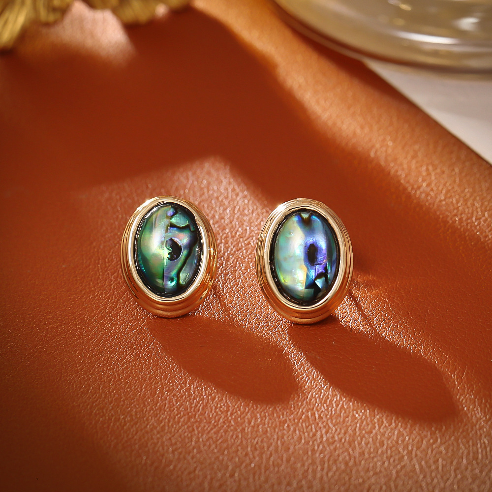 1:Colorful black stud earrings