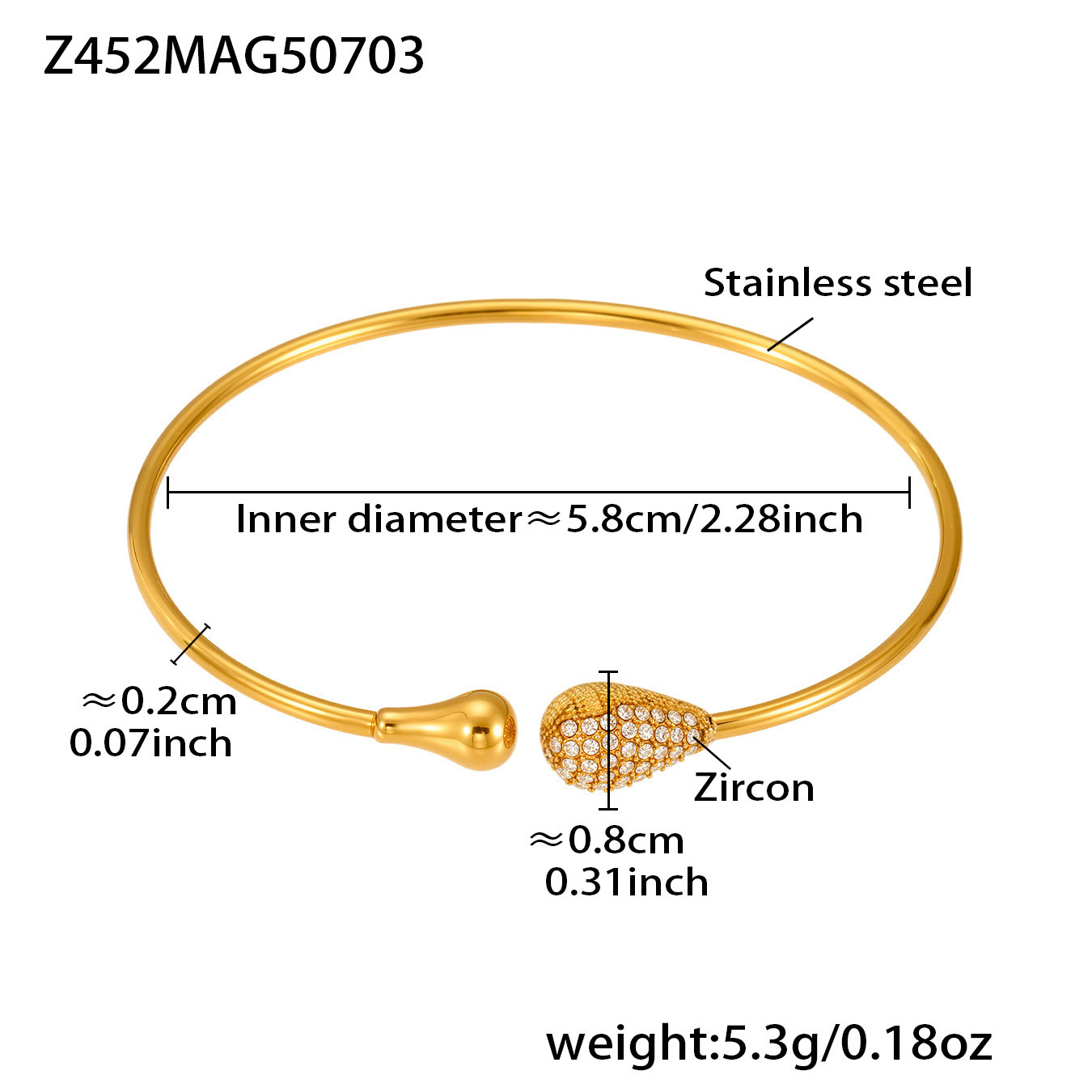 8:Z452-gold zircon bracelet
