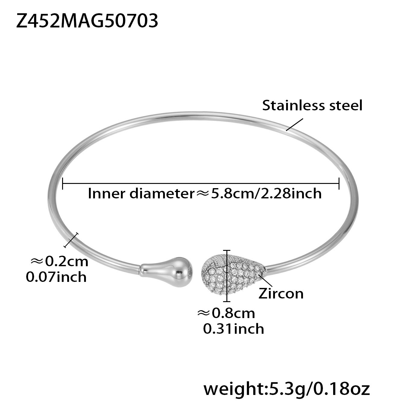 9:Z452-steel color zircon bracelet