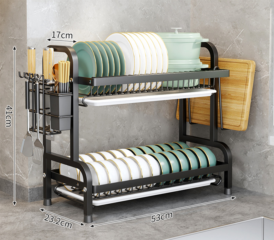 high-grade black-double-layer large [cutting board rack   knife rack]]