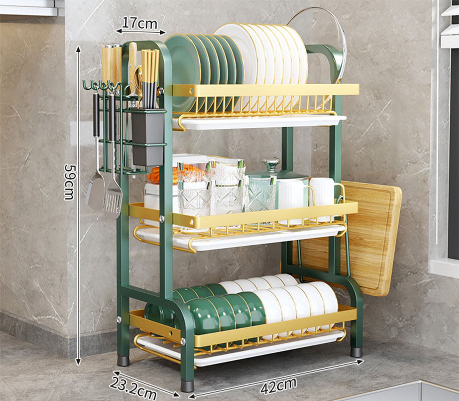 Luxury Green-three-layer small size [cutting board rack   knife rack]]