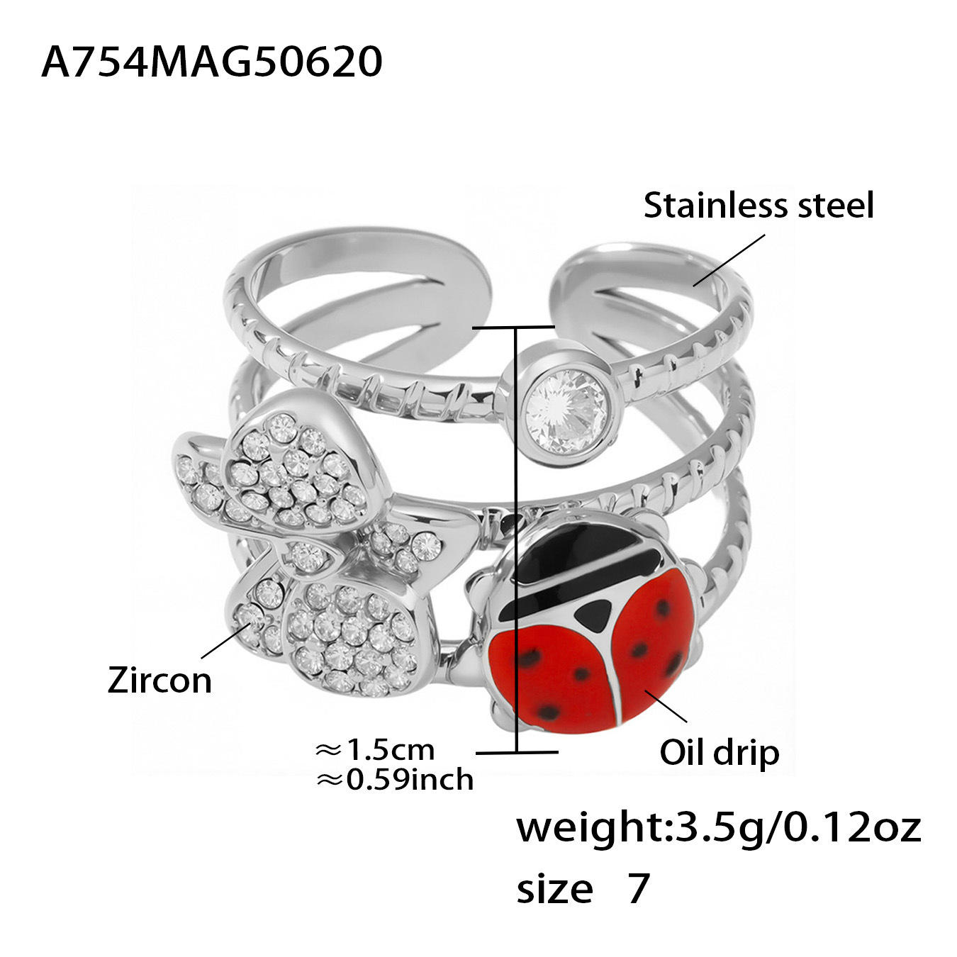 2:steel color insect ring