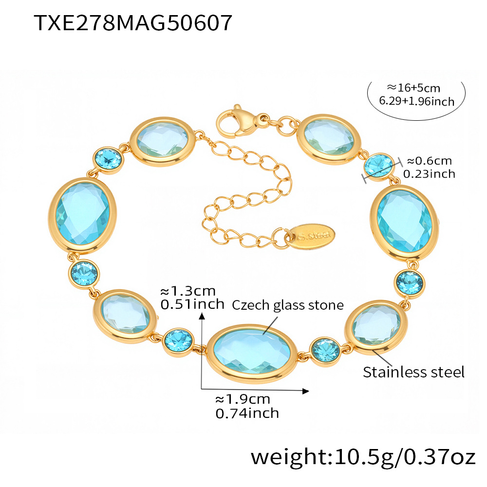 4:gold blue glass stone bracelet