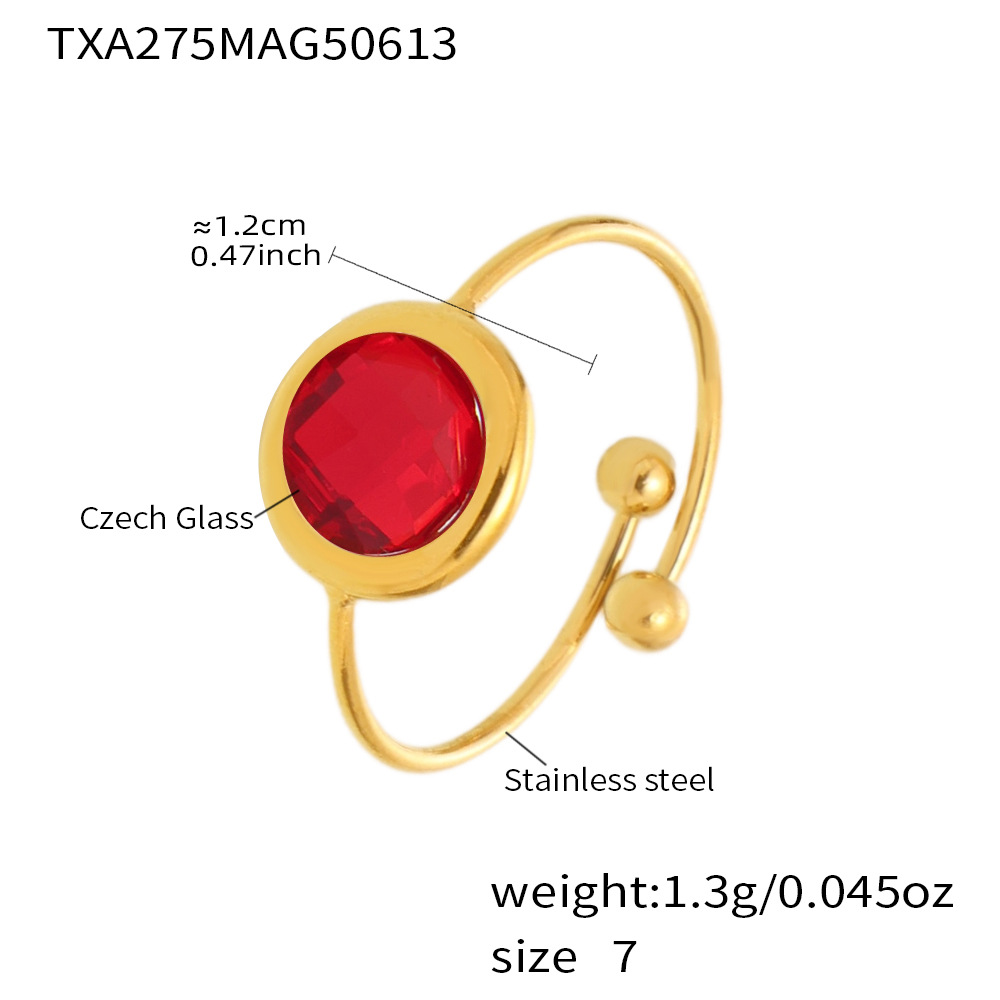 2:Txa275-gold red glass stone ring-round