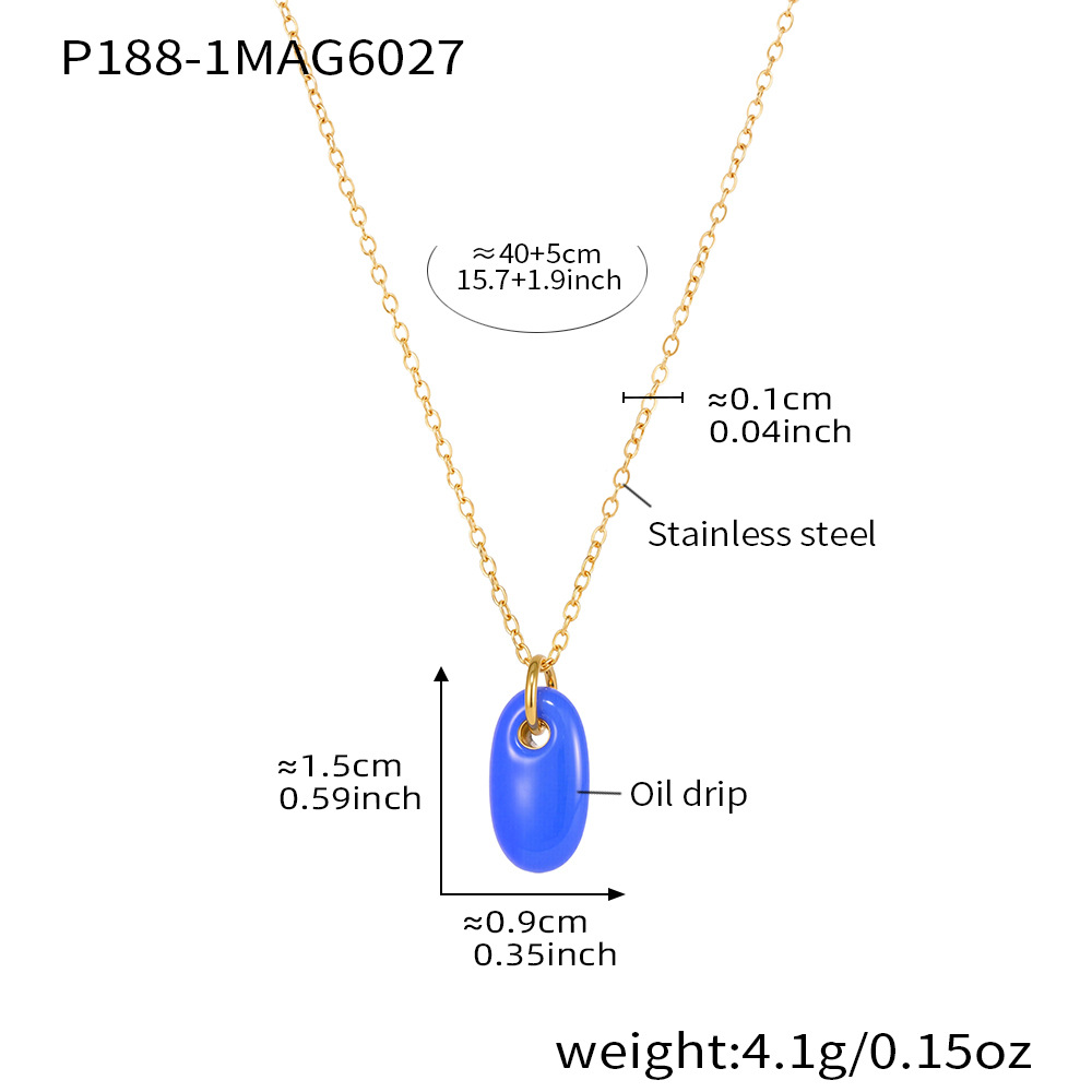 P188-1 blue enamel necklace 40 5cm