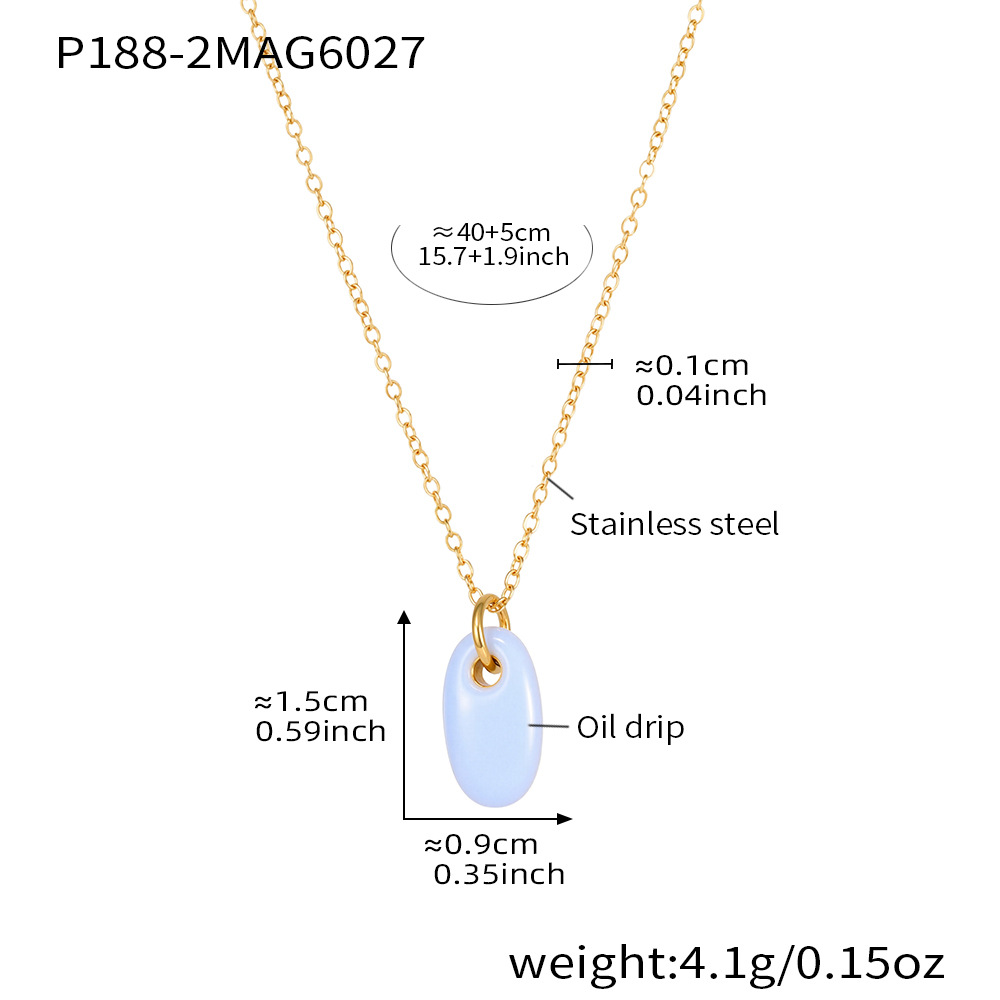 P188-2 light blue enamel necklace 40 5cm