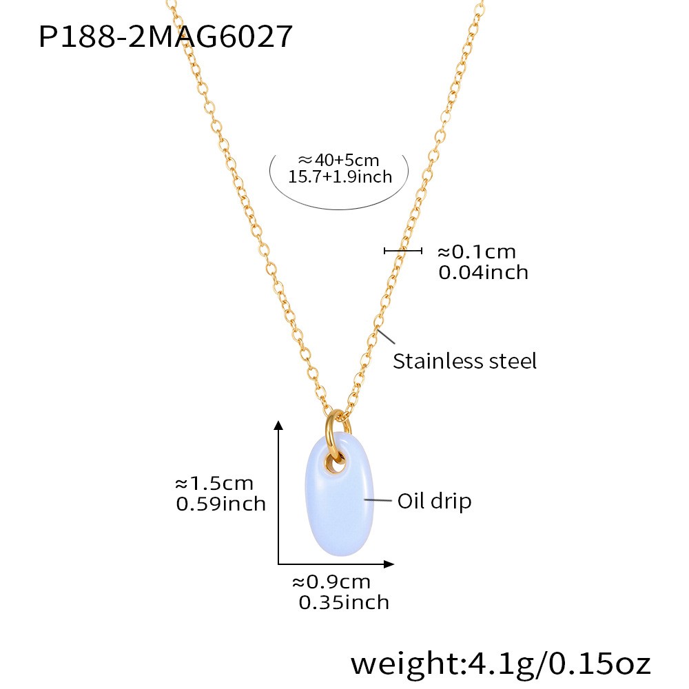 4:P188-2 Light blue enamel necklace, 40 5cm