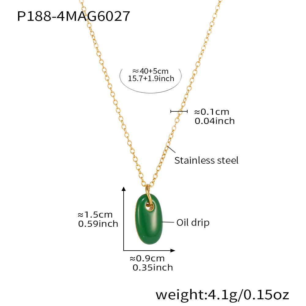 2:P188-4 green enamel necklace 40 5cm