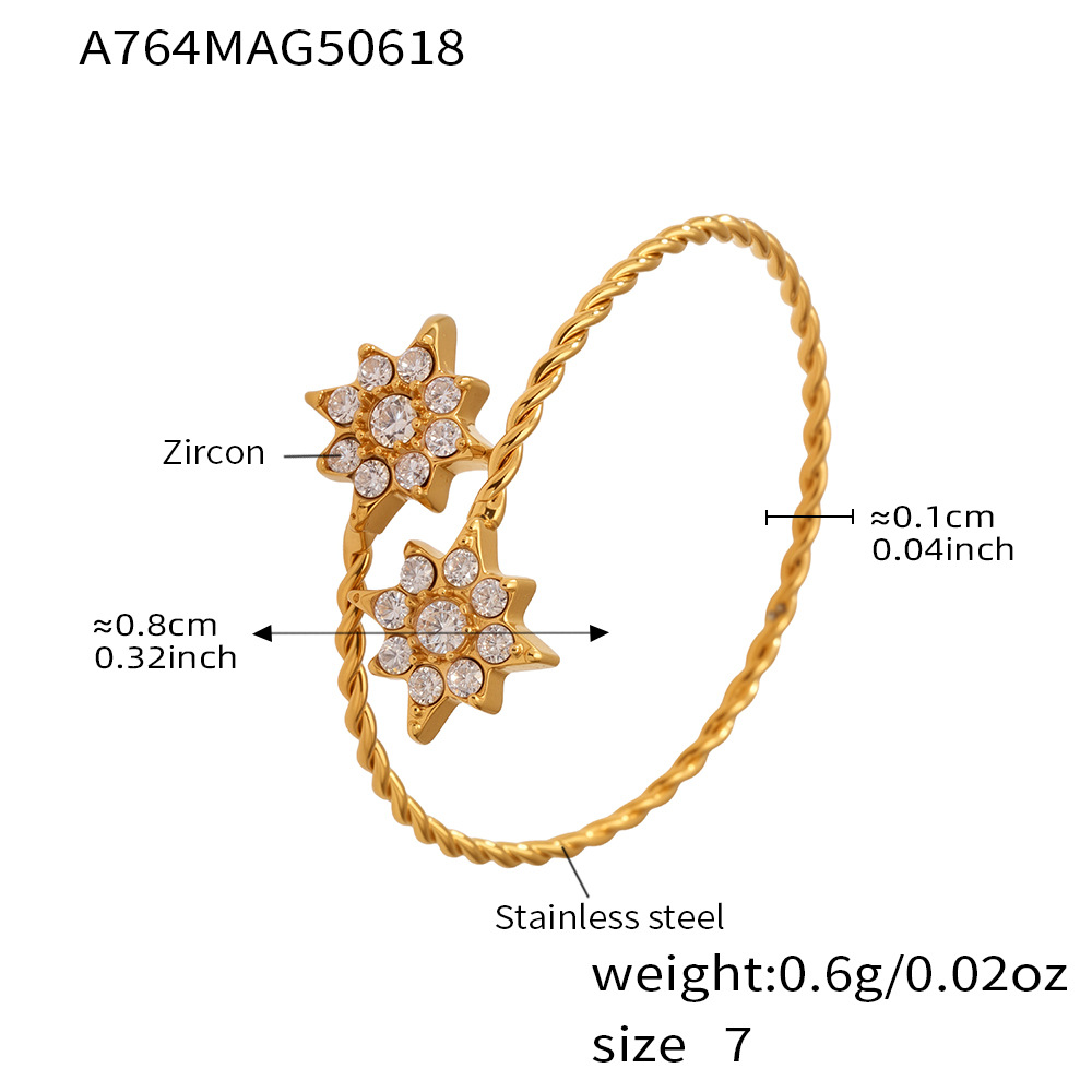 A764-gold 5a zircon star ring