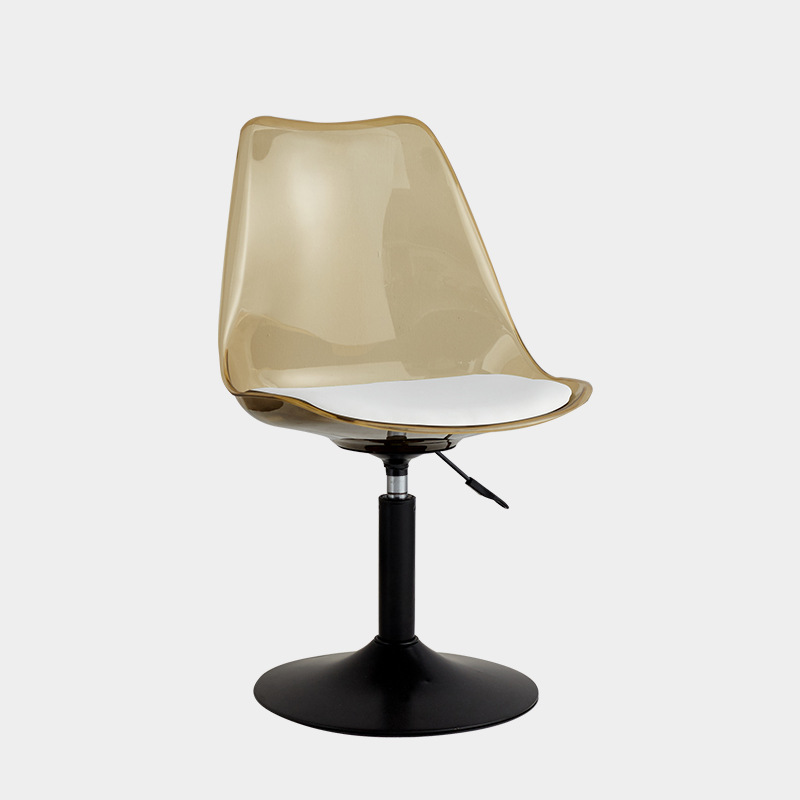 Disc [transparent amber] black legs-white cushion