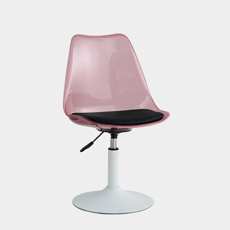 Disc [transparent pink] white legs-black cushion