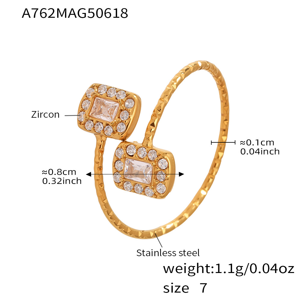 1:A762-gold 5a zircon rectangular square ring