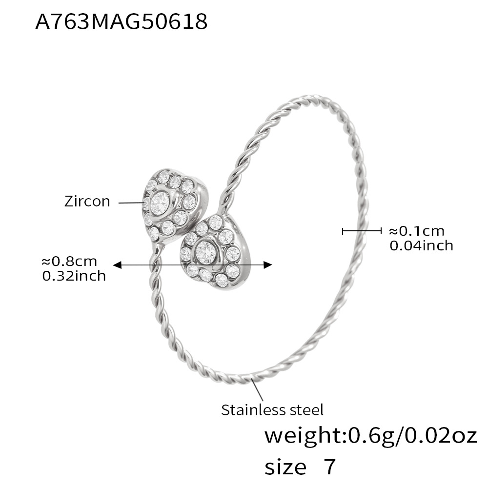 4:A763-steel color 5a zircon love ring