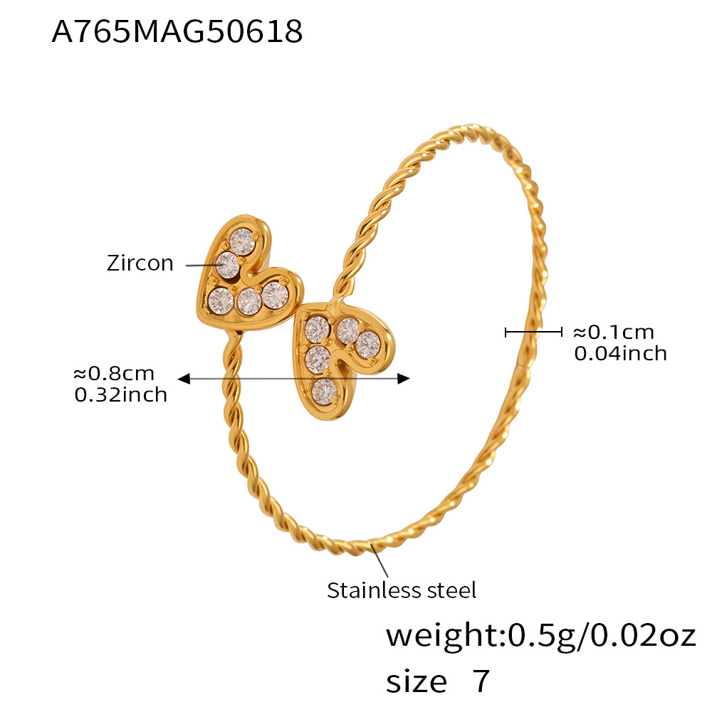 7:A765-gold 5a zircon love ring