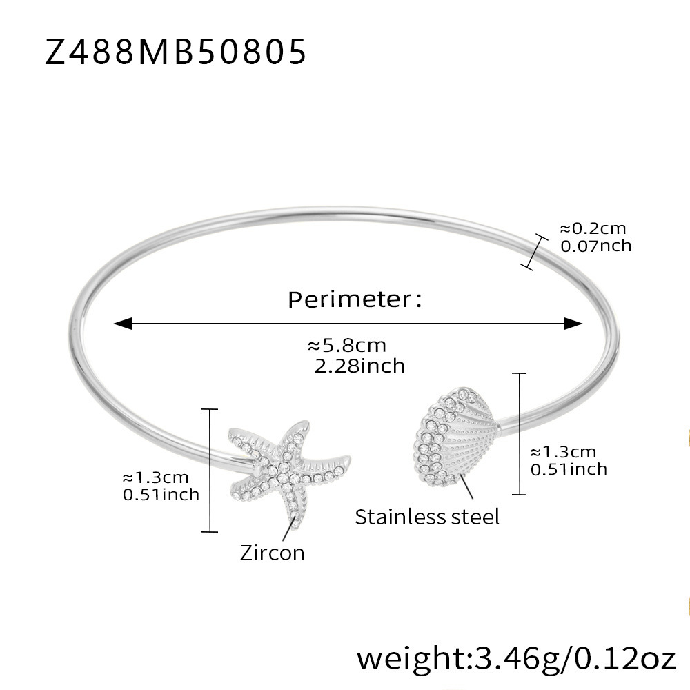 Z488-钢色海星贝壳手镯