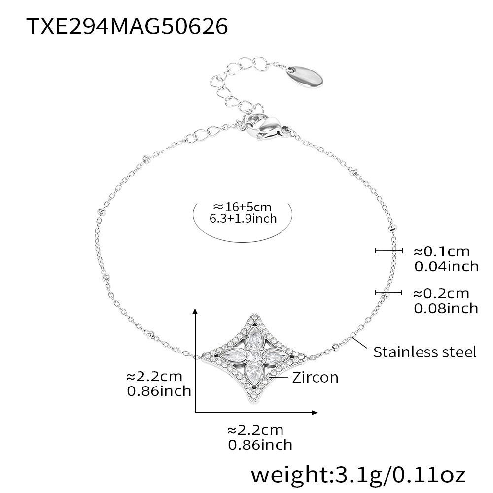 4:steel color 5a zircon bracelet