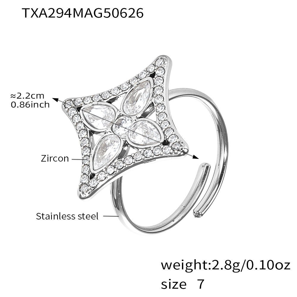 6:steel color 5a zircon ring