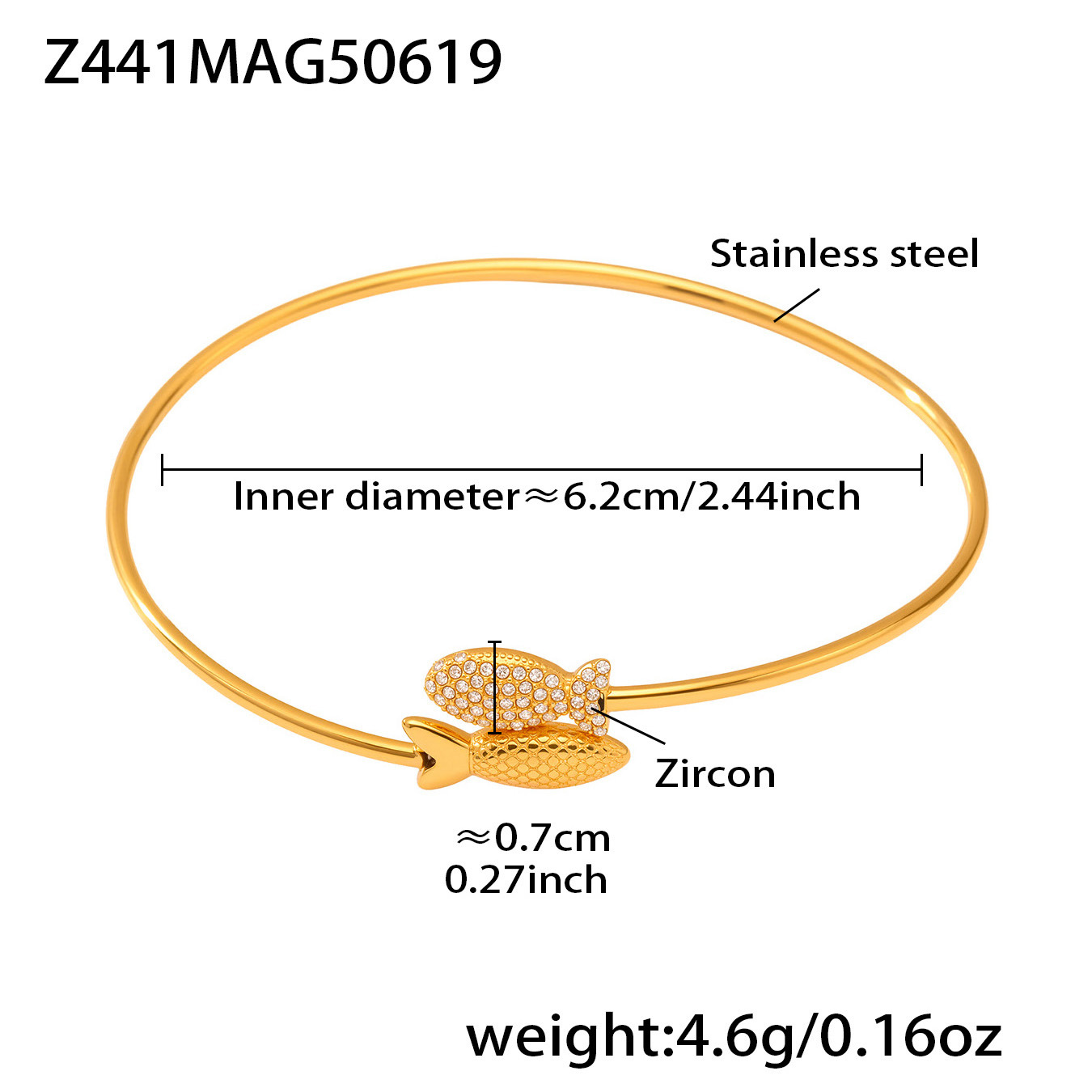 2:golden fish 5a zircon bracelet