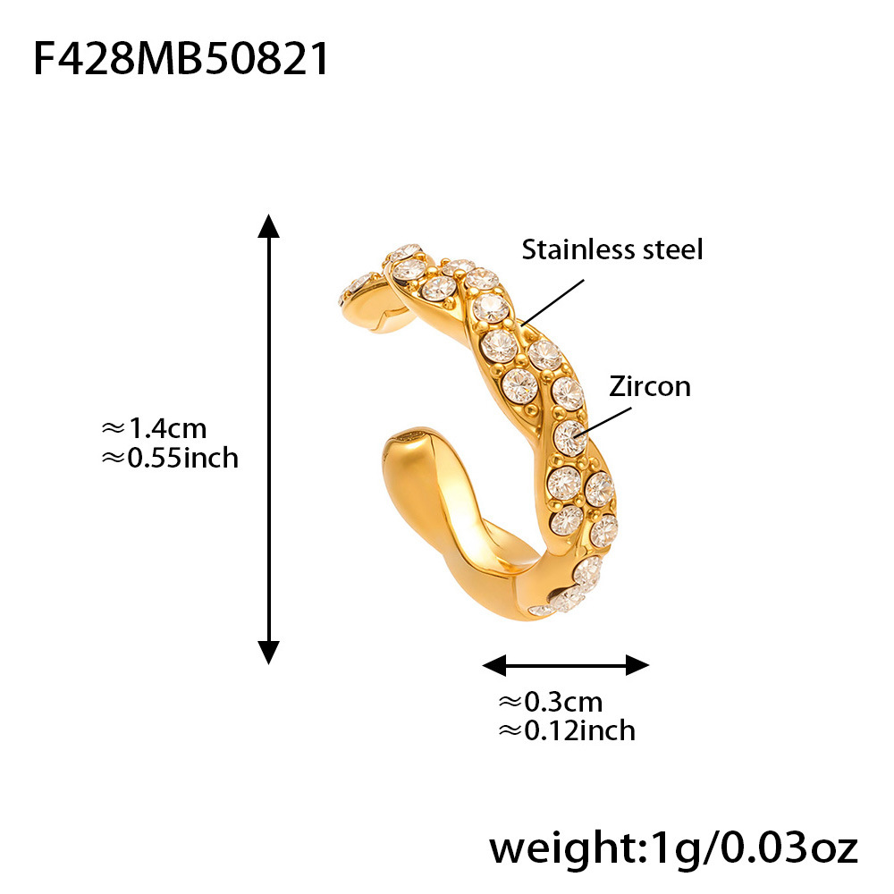 2:Golden twisted zircon ear clip - Single piece