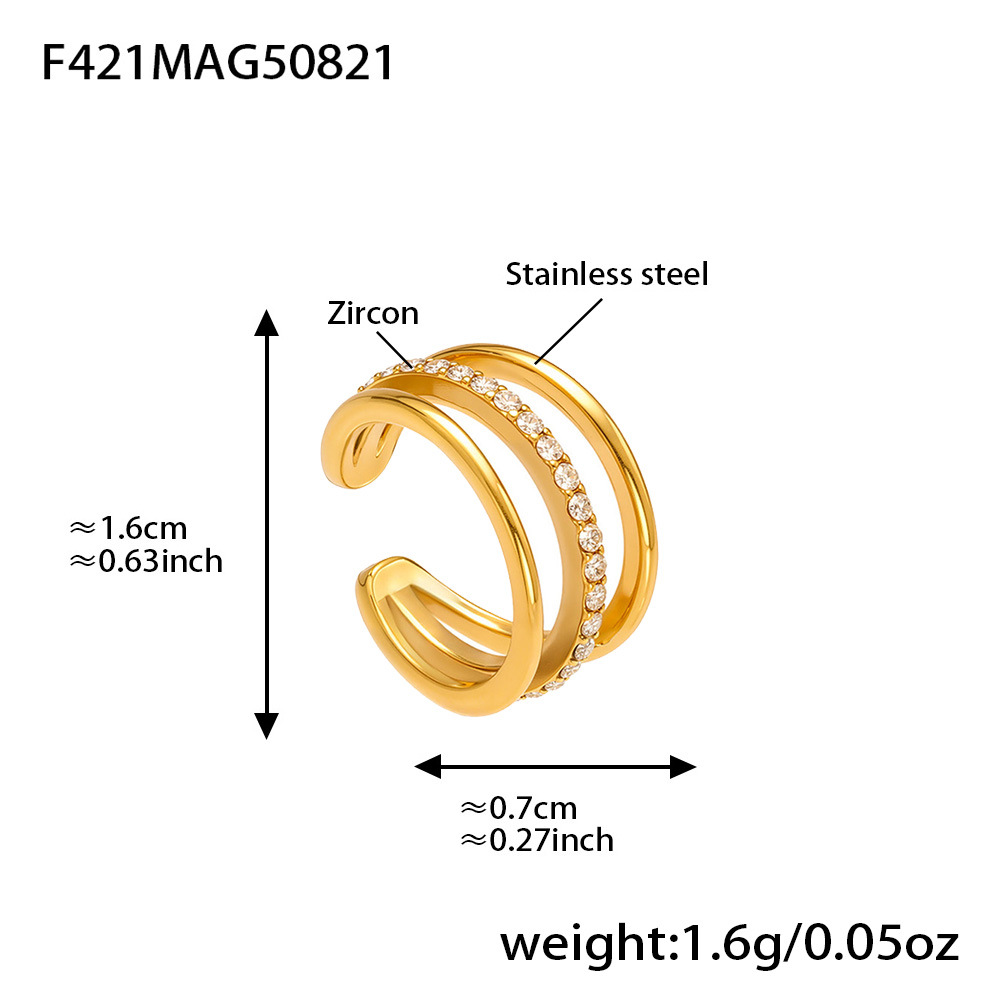 3:Golden three-layer zircon ear clip - single piece