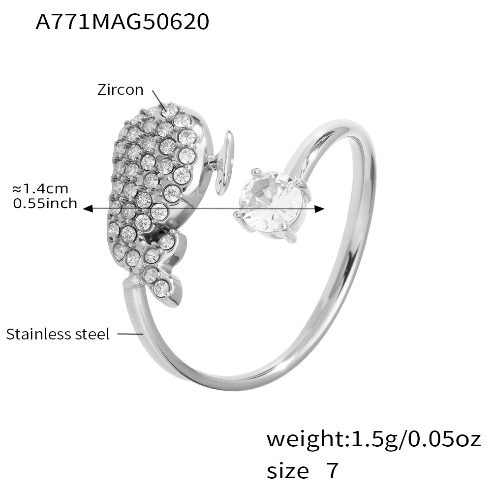 A771-steel color dolphin 5a zircon ring