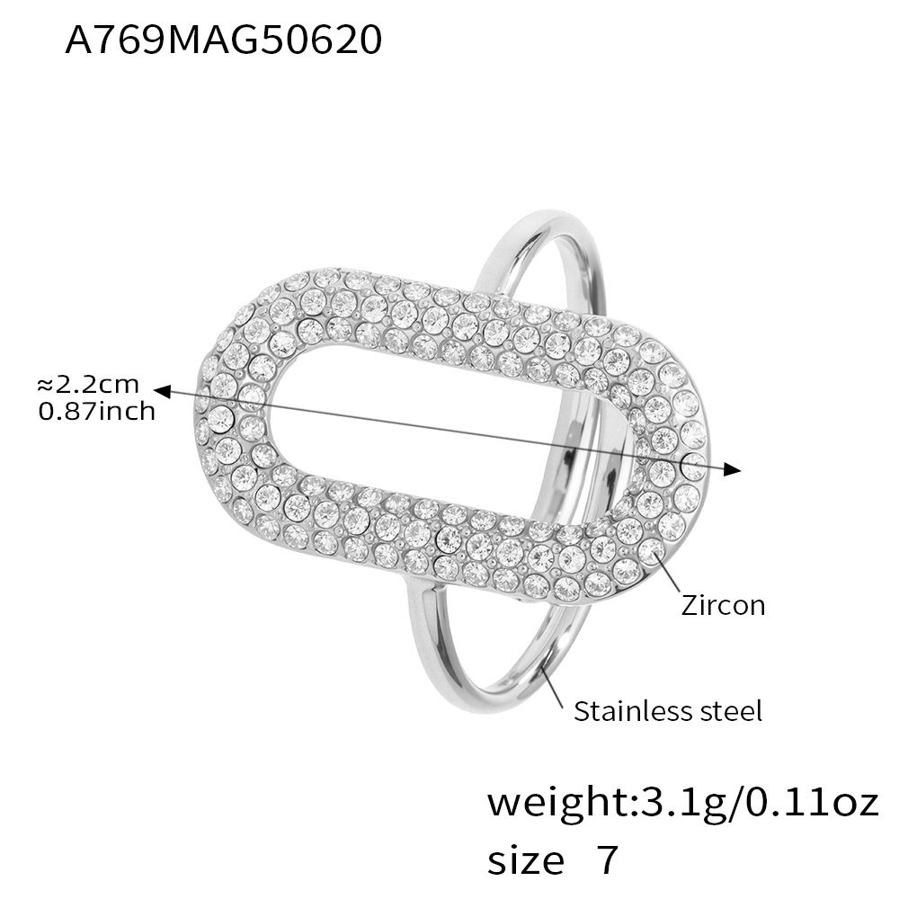 4:A769-steel color ring zircon ring