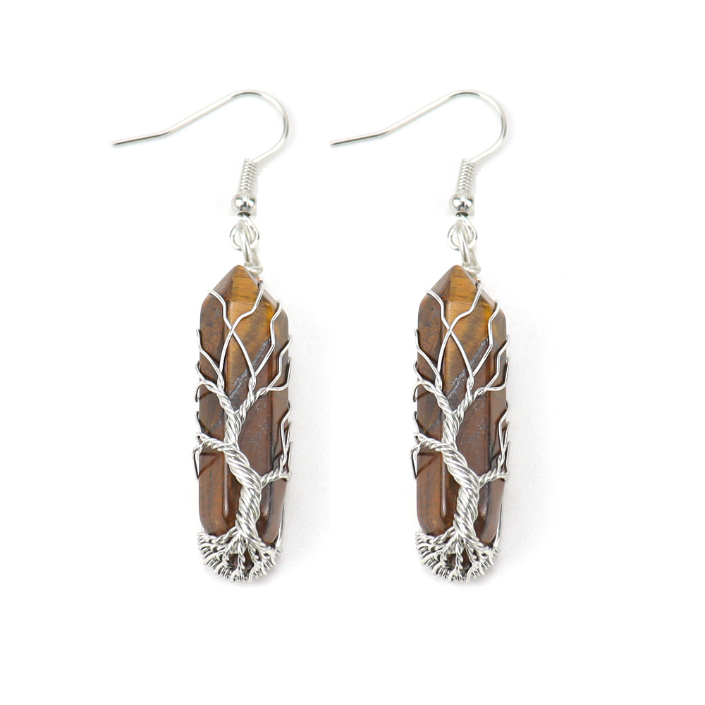 Tiger Stone Tree of Life Earrings