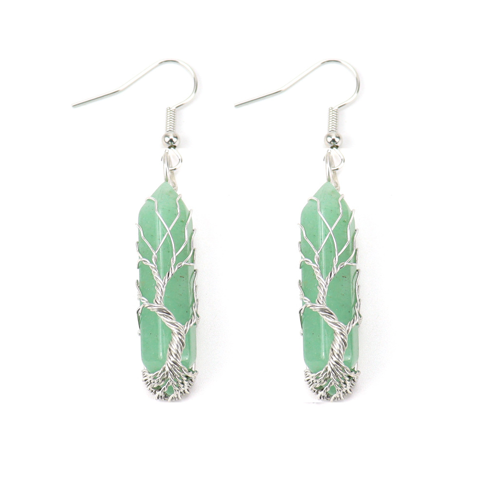 Green Dongling Tree of Life Earrings