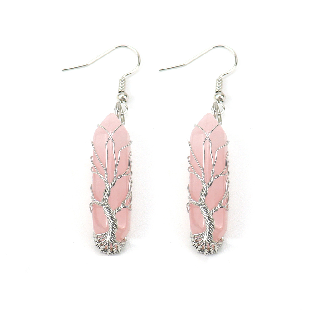 Powder Crystal Tree of Life Earrings