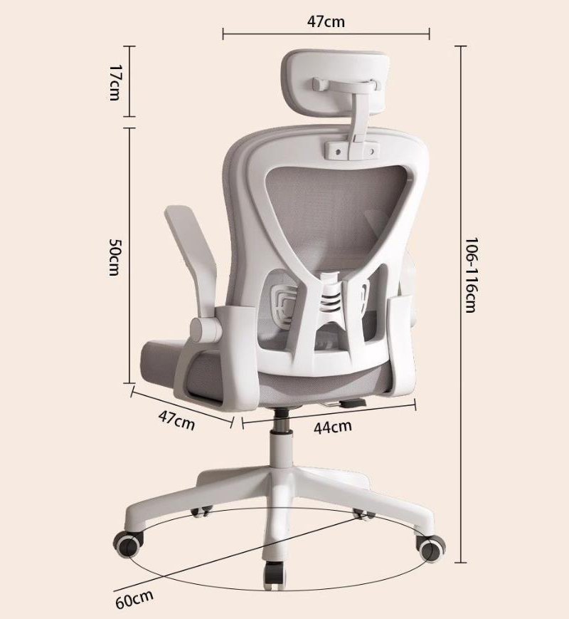 White frame gray mesh   3d headrest nylon rotation